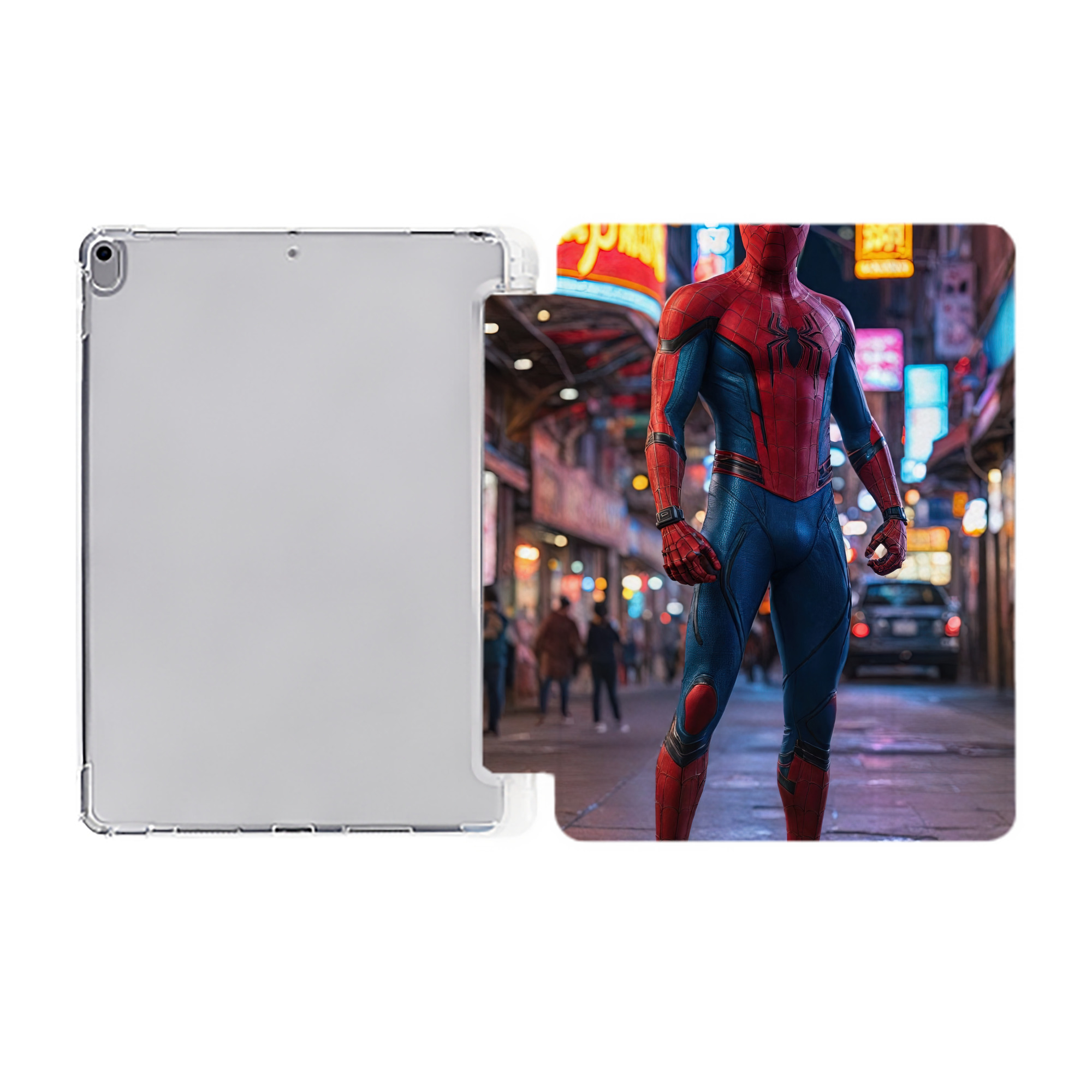 Spider Man スパイダーマン IPad ケース ペン収納付き 三つ折りスタンド PUレザー×シリコン 対応機種9.5/10.5/10.9インチ